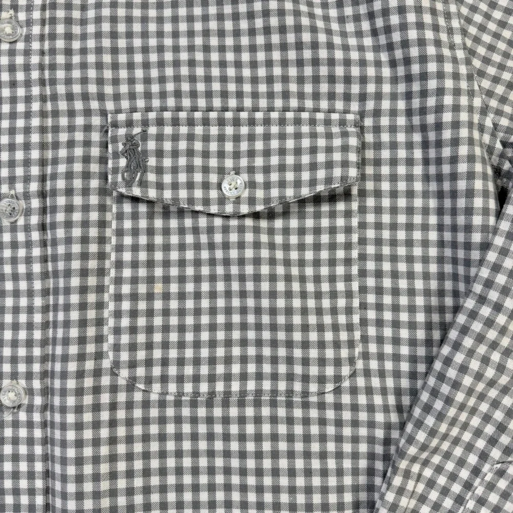 Polo Ralph Lauren Button Down Mens XXL Grey Excellent Gingham Custom Fit Shirt‎